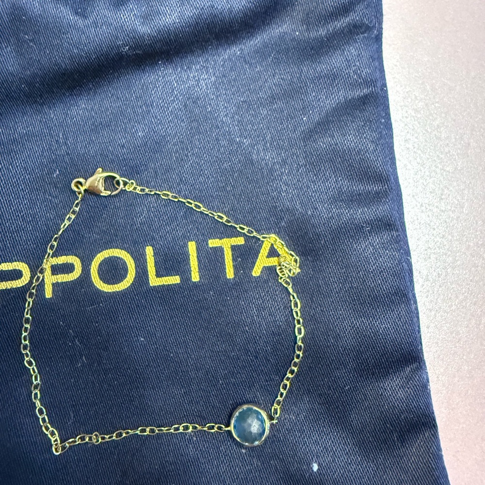 Ippolita  18k Gold Chain Bracelet with Blue Stone